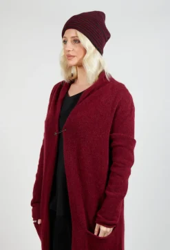 Pal Offner Hats^Fold Over Beanie in Merlot and Black Stripe