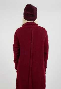 Pal Offner Hats^Fold Over Beanie in Merlot and Black Stripe