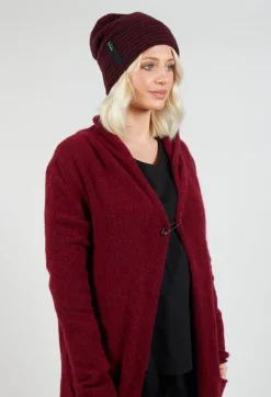 Pal Offner Hats^Fold Over Beanie in Merlot and Black Stripe