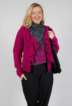 Sarah Pacini Cardigans^Frill Knit Cardigan in Magenta