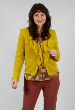 Sarah Pacini Cardigans^Frill Knit Cardigan in Yellow