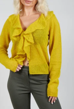 Sarah Pacini Cardigans^Frill Knit Cardigan in Yellow