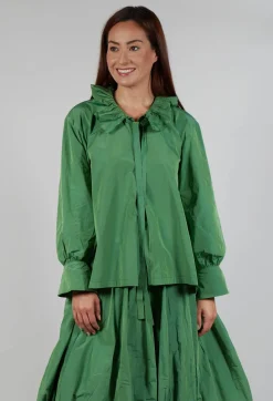 Les Filles d'Ailleurs Tops^Frill Neck Blouse in Apple Green