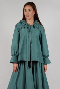 Les Filles d'Ailleurs Tops^Frill Neck Blouse in Sage Green