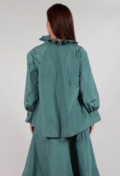 Les Filles d'Ailleurs Tops^Frill Neck Blouse in Sage Green