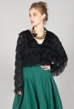 Mei Meij Jackets^Fringe Cropped Jacket in Nero