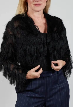 Mei Meij Jackets^Fringe Cropped Jacket in Nero