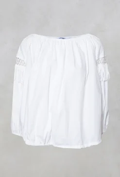 Beatrice B Shirts & Blouses^Fringe Open Work Detail Blouse in White