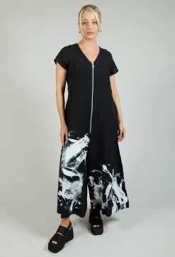 Bize Jumpsuits^Front Zipper Jumpsuit in Black White