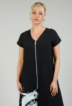 Bize Jumpsuits^Front Zipper Jumpsuit in Black White
