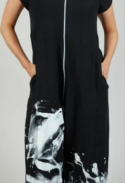 Bize Jumpsuits^Front Zipper Jumpsuit in Black White