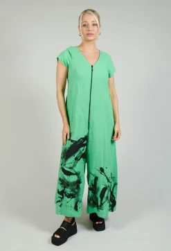 Bize Jumpsuits^Front Zipper Jumpsuit in Green Black