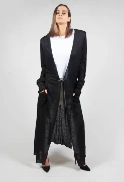 Nostra Santissima Cardigans^Full Length Cardigan with Tie Waist in Black