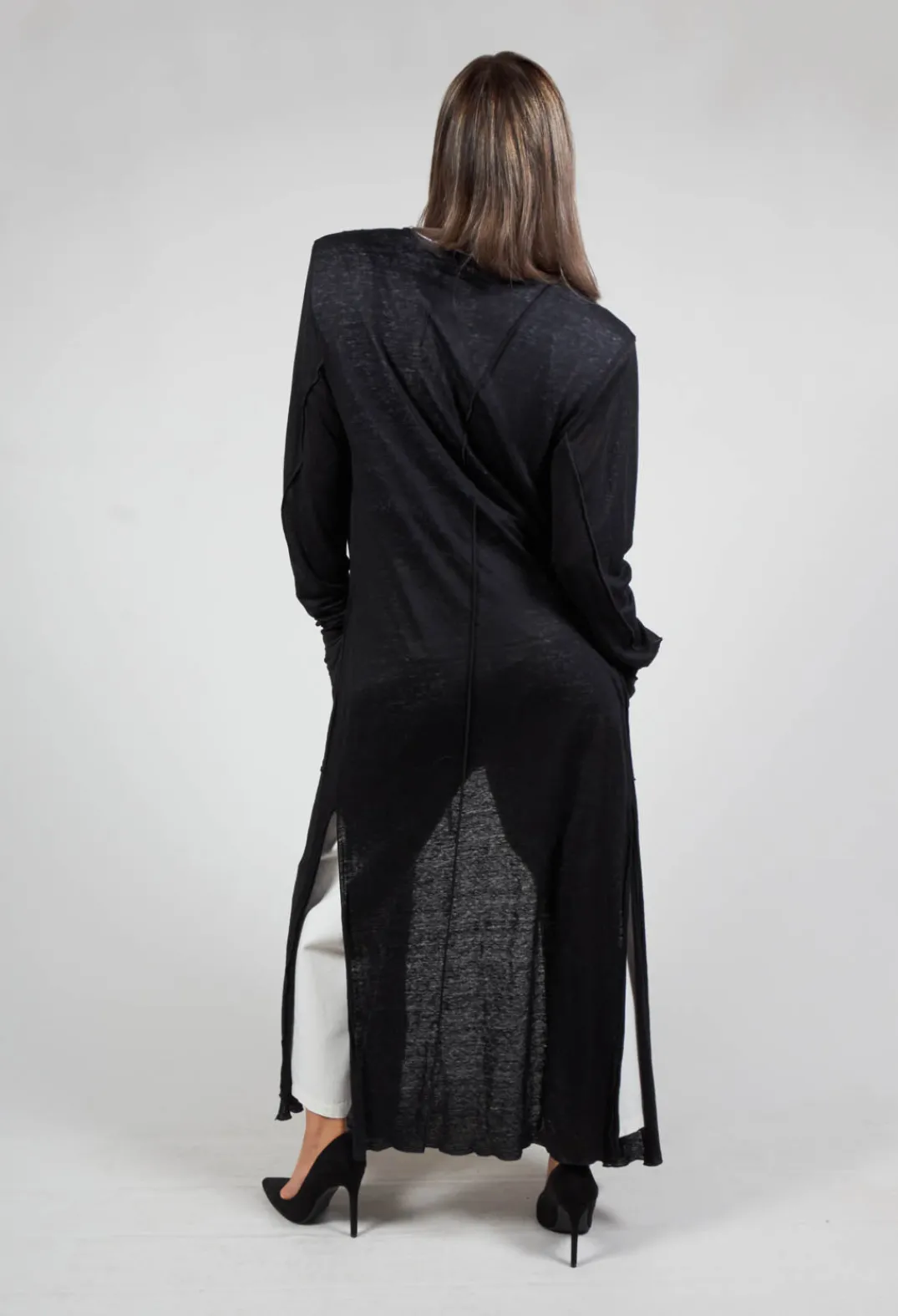 Nostra Santissima Cardigans^Full Length Cardigan with Tie Waist in Black