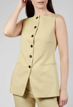 Beatrice B Jackets^Gabardine Waistcoat in Pear Sorbet