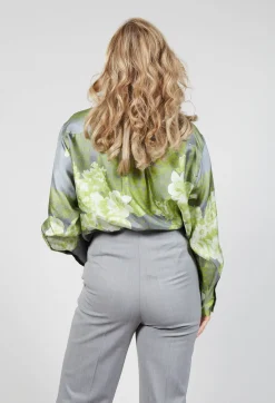 Beatrice B Shirts & Blouses^Garden Print Silk Blouse in Grey