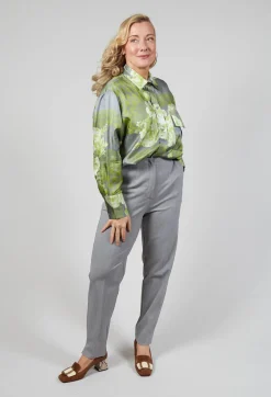 Beatrice B Shirts & Blouses^Garden Print Silk Blouse in Grey