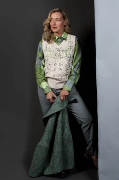 Beatrice B Shirts & Blouses^Garden Print Silk Blouse in Grey