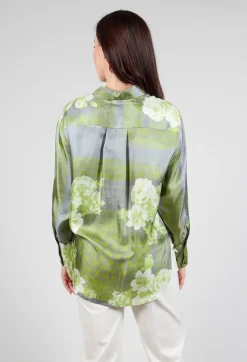 Beatrice B Shirts & Blouses^Garden Print Silk Blouse in Grey