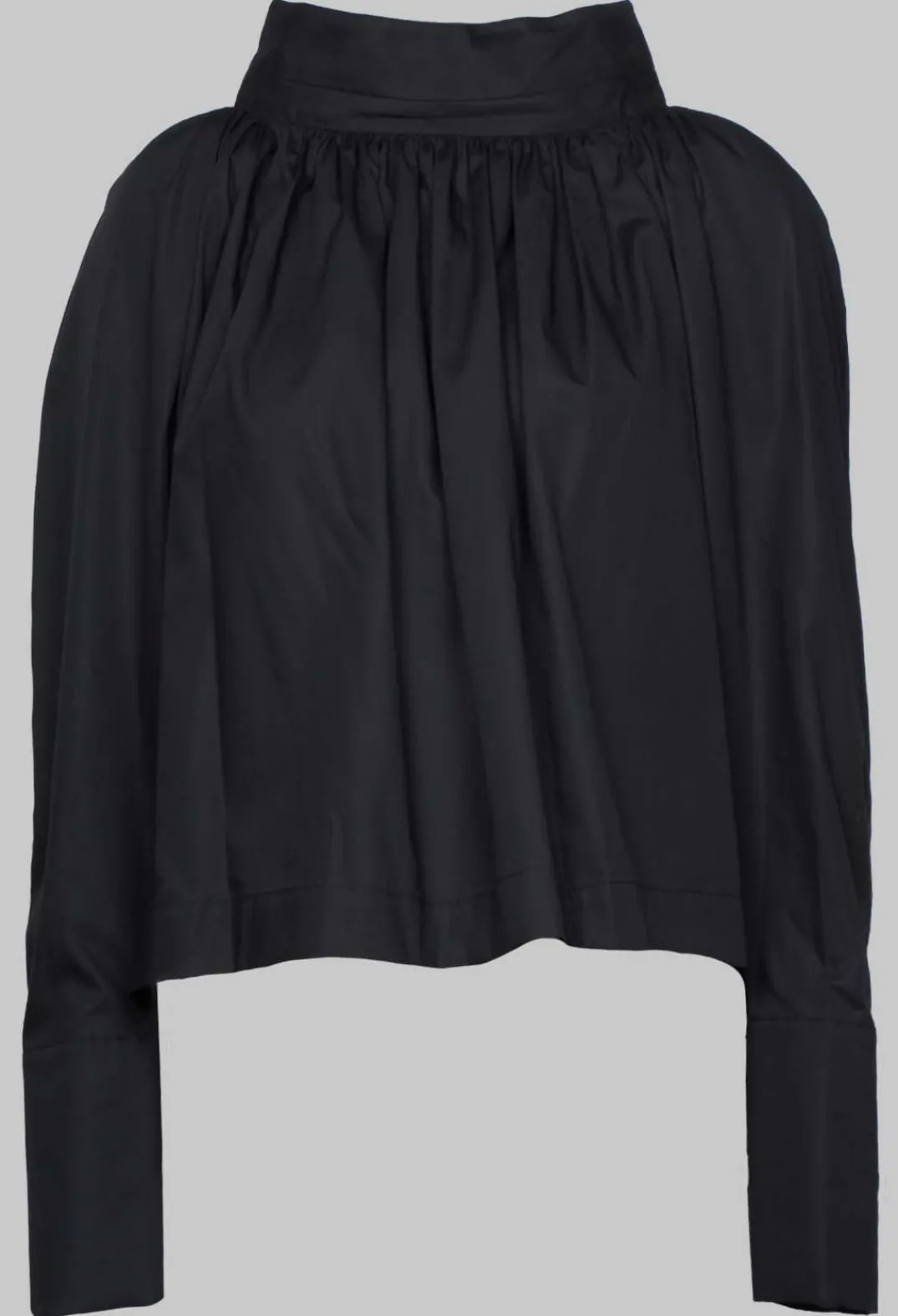 Collectors Club Shirts & Blouses^Gathered Blouse in Black Poplin