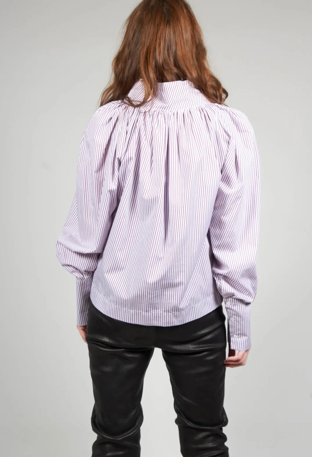 Collectors Club Shirts & Blouses^Gathered Blouse in Blue Red Stripe