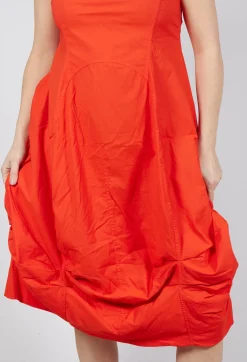 Rundholz Dip Dresses^Gathered Midi Dress with High Boat Neckline in Mandarine