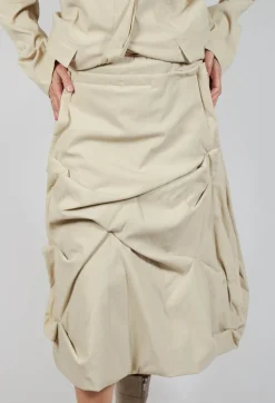 Rundholz Mainline Skirts^Gathered Midi Skirt in Bone