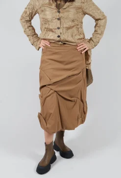 Rundholz Mainline Skirts^Gathered Midi Skirt in Camel