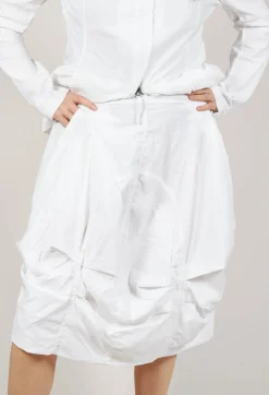 Rundholz Dip Skirts^Gathered Midi Skirt with Back Button-Flap Pockets in Semi Bleach