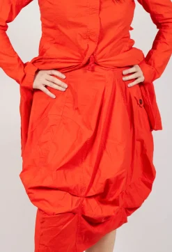 Rundholz Dip Skirts^Gathered Midi Skirt with Back Button-Flap Pockets in Mandarine
