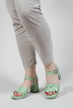 Chie Mihara Boots^Gaura Cross over Strap Heel in Light Green