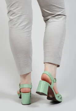 Chie Mihara Boots^Gaura Cross over Strap Heel in Light Green