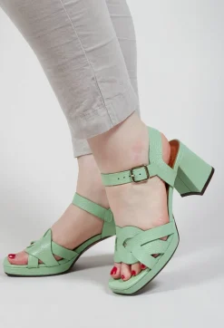 Chie Mihara Boots^Gaura Cross over Strap Heel in Light Green