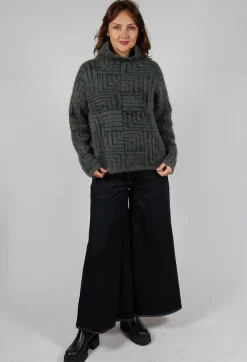 Sarah Pacini Jumpers^Geometric Fluffy Sweater in Khaki