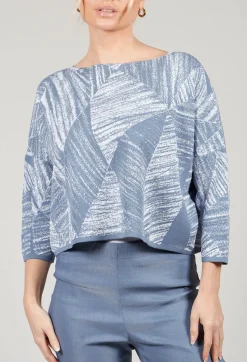 Sarah Pacini Jumpers^Geometric Jumper in Steel Blue