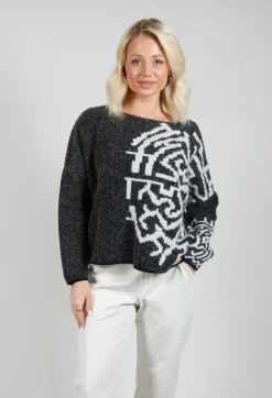 Sarah Pacini Jumpers^Geometric Knit Sweater in Grey