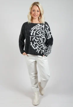 Sarah Pacini Jumpers^Geometric Knit Sweater in Grey