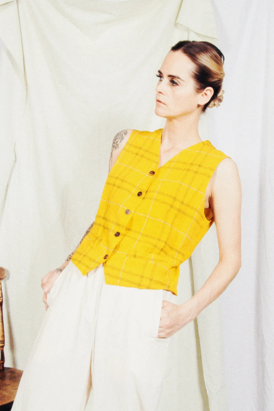 Hannoh Wessel Coats^Gilet Gemma in Safran Check