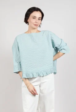Apuntob Shirts & Blouses^Gingham Blouse in Sea Sky