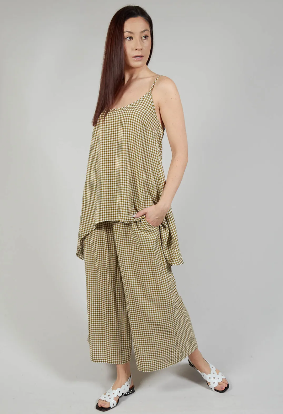 Operificio Neirami Tops^Gingham Tunic Vest in Foglia