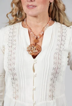 Beatrice Markatos Necklaces^Glass Beaded Choker Earth Tones with Dragon Pendant