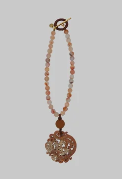 Beatrice Markatos Necklaces^Glass Beaded Choker Earth Tones with Dragon Pendant