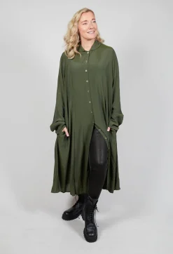 Privatsachen Coats^Globusen Silk Coat Dress in Avocado Green