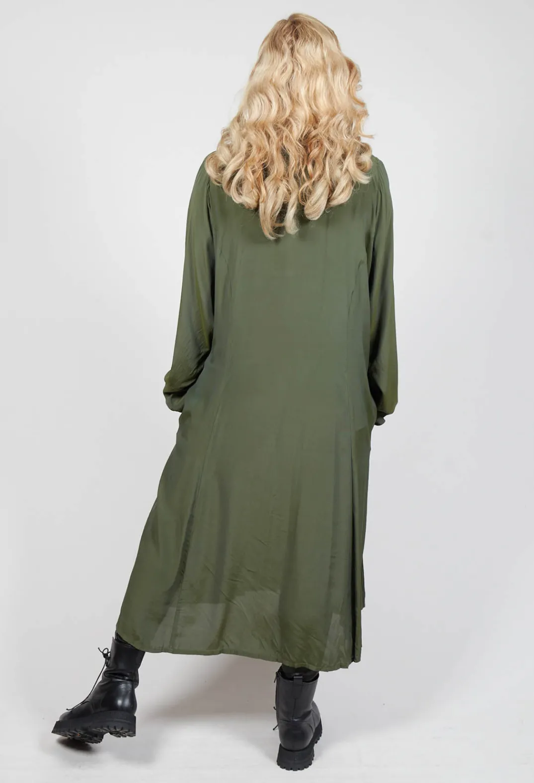 Privatsachen Coats^Globusen Silk Coat Dress in Avocado Green