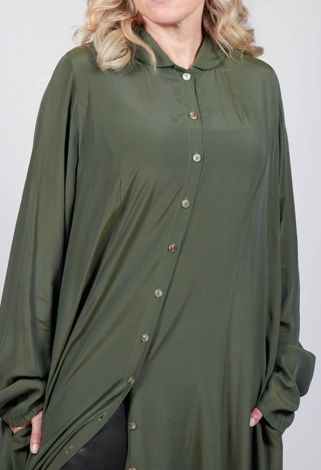 Privatsachen Coats^Globusen Silk Coat Dress in Avocado Green