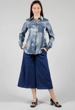 Sfizio Tops^Glossy Shirt in Blue