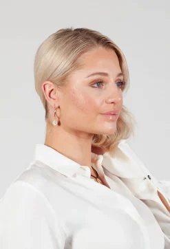 ICANDI Rocks Earrings^Gold Hoop with Pearl and Starburst Earrings