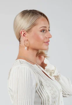 ICANDI Rocks Earrings^Gold Hoop with Pearl Earrings in Pearl