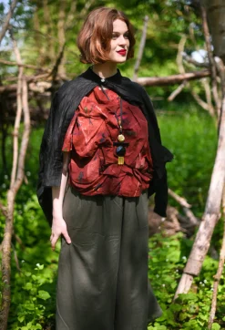Sanctamuerte Shirts & Blouses^Grandad Collar Shirt in Lino Crush Nero