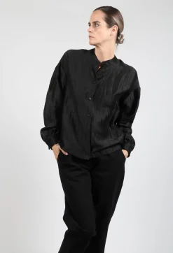 Sanctamuerte Shirts & Blouses^Grandad Collar Shirt in Over Nero